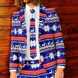 The Opposuits Blue Christmas Rudolph Suave Two Piece Suit - 44